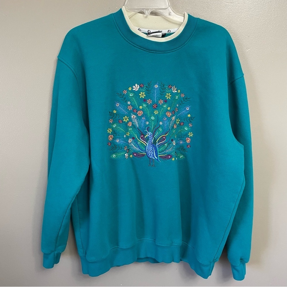 King universal Peacock Sweatshirt Size 2XL colorful grannycore